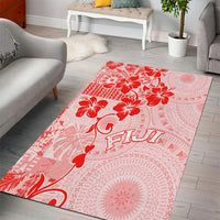Fiji Masi With Hibiscus Tapa Tribal Area Rug Red Pastel LT01 - Polynesian Pride