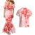 Fiji Masi With Hibiscus Tapa Tribal Couples Matching Mermaid Dress and Hawaiian Shirt Red Pastel LT01 - Polynesian Pride