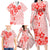 Fiji Masi With Hibiscus Tapa Tribal Family Matching Long Sleeve Bodycon Dress and Hawaiian Shirt Red Pastel LT01 - Polynesian Pride