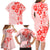 Fiji Masi With Hibiscus Tapa Tribal Family Matching Long Sleeve Bodycon Dress and Hawaiian Shirt Red Pastel LT01 - Polynesian Pride