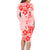 Fiji Masi With Hibiscus Tapa Tribal Family Matching Long Sleeve Bodycon Dress and Hawaiian Shirt Red Pastel LT01 - Polynesian Pride