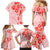 Fiji Masi With Hibiscus Tapa Tribal Family Matching Mermaid Dress and Hawaiian Shirt Red Pastel LT01 - Polynesian Pride