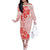 Fiji Masi With Hibiscus Tapa Tribal Family Matching Off Shoulder Long Sleeve Dress and Hawaiian Shirt Red Pastel LT01 Mom's Dress Red - Polynesian Pride