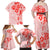 Fiji Masi With Hibiscus Tapa Tribal Family Matching Off Shoulder Maxi Dress and Hawaiian Shirt Red Pastel LT01 - Polynesian Pride