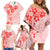 Fiji Masi With Hibiscus Tapa Tribal Family Matching Off Shoulder Short Dress and Hawaiian Shirt Red Pastel LT01 - Polynesian Pride