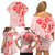 Fiji Masi With Hibiscus Tapa Tribal Family Matching Off Shoulder Short Dress and Hawaiian Shirt Red Pastel LT01 - Polynesian Pride