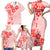 Fiji Masi With Hibiscus Tapa Tribal Family Matching Short Sleeve Bodycon Dress and Hawaiian Shirt Red Pastel LT01 - Polynesian Pride