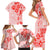 Fiji Masi With Hibiscus Tapa Tribal Family Matching Short Sleeve Bodycon Dress and Hawaiian Shirt Red Pastel LT01 - Polynesian Pride