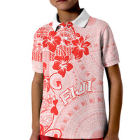 Fiji Masi With Hibiscus Tapa Tribal Kid Polo Shirt Red Pastel LT01 Kid Red - Polynesian Pride