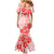 Fiji Masi With Hibiscus Tapa Tribal Mermaid Dress Red Pastel LT01 - Polynesian Pride