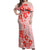 Fiji Masi With Hibiscus Tapa Tribal Off Shoulder Maxi Dress Red Pastel LT01 Women Red - Polynesian Pride