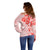 Fiji Masi With Hibiscus Tapa Tribal Off Shoulder Sweater Red Pastel LT01 - Polynesian Pride