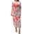 Fiji Masi With Hibiscus Tapa Tribal Puletasi Red Pastel LT01 Long Dress Red - Polynesian Pride