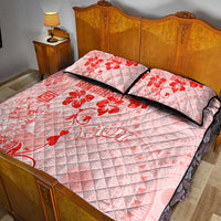 Fiji Masi With Hibiscus Tapa Tribal Quilt Bed Set Red Pastel LT01 - Polynesian Pride