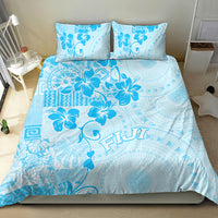 Fiji Masi With Hibiscus Tapa Tribal Bedding Set Sky Blue Pastel LT01 - Polynesian Pride