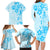 Fiji Masi With Hibiscus Tapa Tribal Family Matching Long Sleeve Bodycon Dress and Hawaiian Shirt Sky Blue Pastel LT01 - Polynesian Pride