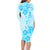 Fiji Masi With Hibiscus Tapa Tribal Family Matching Long Sleeve Bodycon Dress and Hawaiian Shirt Sky Blue Pastel LT01 - Polynesian Pride