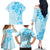 Fiji Masi With Hibiscus Tapa Tribal Family Matching Off Shoulder Long Sleeve Dress and Hawaiian Shirt Sky Blue Pastel LT01 - Polynesian Pride