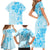 Fiji Masi With Hibiscus Tapa Tribal Family Matching Short Sleeve Bodycon Dress and Hawaiian Shirt Sky Blue Pastel LT01 - Polynesian Pride