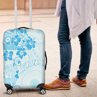 Fiji Masi With Hibiscus Tapa Tribal Luggage Cover Sky Blue Pastel LT01 Blue - Polynesian Pride