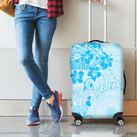 Fiji Masi With Hibiscus Tapa Tribal Luggage Cover Sky Blue Pastel LT01 - Polynesian Pride