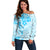 Fiji Masi With Hibiscus Tapa Tribal Off Shoulder Sweater Sky Blue Pastel LT01 Women Blue - Polynesian Pride