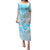 Fiji Masi With Hibiscus Tapa Tribal Puletasi Sky Blue Pastel LT01 Long Dress Blue - Polynesian Pride