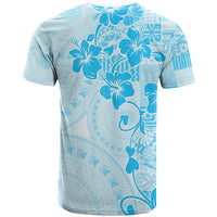Fiji Masi With Hibiscus Tapa Tribal T Shirt Sky Blue Pastel LT01 - Polynesian Pride