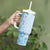 Fiji Masi With Hibiscus Tapa Tribal Tumbler With Handle Sky Blue Pastel