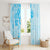 Fiji Masi With Hibiscus Tapa Tribal Window Curtain Sky Blue Pastel LT01 - Polynesian Pride