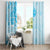 Fiji Masi With Hibiscus Tapa Tribal Window Curtain Sky Blue Pastel LT01 - Polynesian Pride