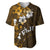 Fiji Masi With Hibiscus Tapa Tribal Baseball Jersey Gold Version LT01 Gold - Polynesian Pride