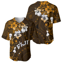 Fiji Masi With Hibiscus Tapa Tribal Baseball Jersey Gold Version LT01 - Polynesian Pride