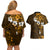 Fiji Masi With Hibiscus Tapa Tribal Couples Matching Off Shoulder Short Dress and Hawaiian Shirt Gold Version LT01 - Polynesian Pride