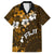 Fiji Masi With Hibiscus Tapa Tribal Family Matching Long Sleeve Bodycon Dress and Hawaiian Shirt Gold Version LT01 Dad's Shirt - Short Sleeve Gold - Polynesian Pride