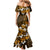 Fiji Masi With Hibiscus Tapa Tribal Family Matching Mermaid Dress and Hawaiian Shirt Gold Version LT01 - Polynesian Pride