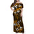 Fiji Masi With Hibiscus Tapa Tribal Family Matching Off Shoulder Maxi Dress and Hawaiian Shirt Gold Version LT01 Mom's Dress Gold - Polynesian Pride