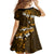 Fiji Masi With Hibiscus Tapa Tribal Family Matching Off Shoulder Short Dress and Hawaiian Shirt Gold Version LT01 - Polynesian Pride