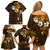 Fiji Masi With Hibiscus Tapa Tribal Family Matching Off Shoulder Short Dress and Hawaiian Shirt Gold Version LT01 - Polynesian Pride