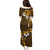 Fiji Masi With Hibiscus Tapa Tribal Family Matching Puletasi Dress and Hawaiian Shirt Gold Version LT01 - Polynesian Pride