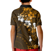 Fiji Masi With Hibiscus Tapa Tribal Kid Polo Shirt Gold Version LT01 - Polynesian Pride