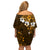 Fiji Masi With Hibiscus Tapa Tribal Off Shoulder Short Dress Gold Version LT01 - Polynesian Pride