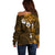 Fiji Masi With Hibiscus Tapa Tribal Off Shoulder Sweater Gold Version LT01 - Polynesian Pride