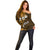 Fiji Masi With Hibiscus Tapa Tribal Off Shoulder Sweater Gold Version LT01 - Polynesian Pride