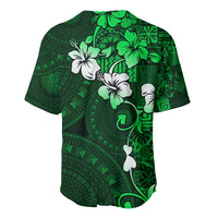 Fiji Masi Baseball Jersey Fijian Hibiscus Tapa Green Version LT01 - Polynesian Pride