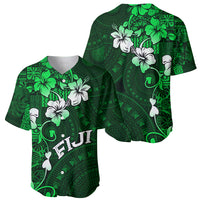 Fiji Masi Baseball Jersey Fijian Hibiscus Tapa Green Version LT01 - Polynesian Pride