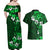 Fiji Masi Couples Matching Off Shoulder Maxi Dress and Hawaiian Shirt Fijian Hibiscus Tapa Green Version LT01 - Polynesian Pride