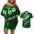 Fiji Masi Couples Matching Off Shoulder Short Dress and Hawaiian Shirt Fijian Hibiscus Tapa Green Version LT01 Green - Polynesian Pride