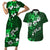 Fiji Masi Couples Matching Short Sleeve Bodycon Dress and Hawaiian Shirt Fijian Hibiscus Tapa Green Version LT01 Green - Polynesian Pride