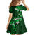 Fiji Masi Family Matching Off Shoulder Short Dress and Hawaiian Shirt Fijian Hibiscus Tapa Green Version LT01 - Polynesian Pride